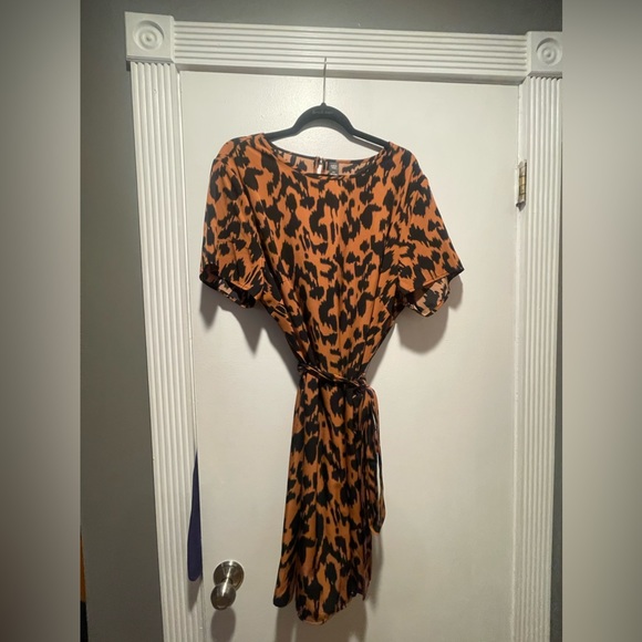 Shein Plus Self Belted Allover Print Dress - Picture 4 of 4